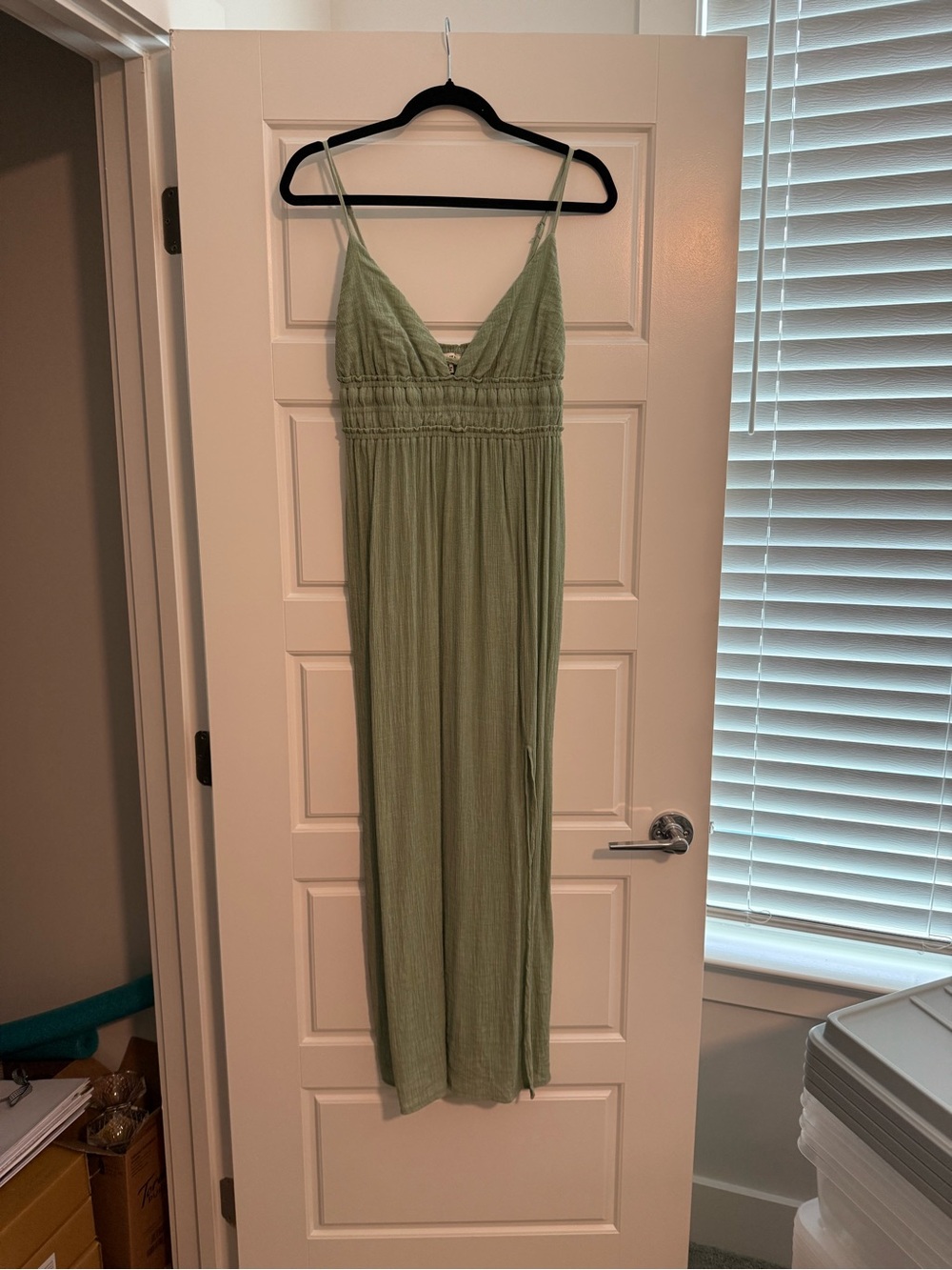 Inspired Hearts Light Sage Maxi Dress with Spaghetti Straps